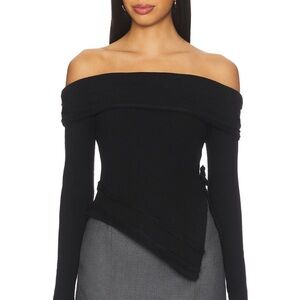 Guizio Soler Off-Shoulder Black Sweater Top